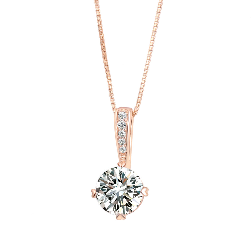 Double Fair OL AAA+CZ Diamond Chain Necklaces & Pendants Rose Gold Plated Fashion Crystal Party/Wedding Jewelry For Women