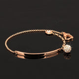 Double Fair OL Style CZ Diamond Ball Fashion Party Charm Bracelets & Bangles Rose Gold Plated Crystal Jewelry For Women 