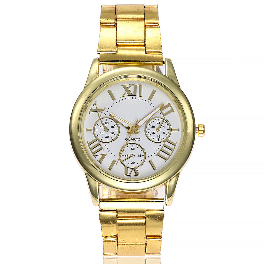 New Stainless Steel Geneva Watch Business Gold Wristwatch Quartz Watches Men Casual Wrist Watches