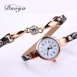 Duoya Watch Women Brand Flower Luxury Gold Women Luxury Bracelet Watch Dress Vintage Female Electronic Quartz Wristwatch 