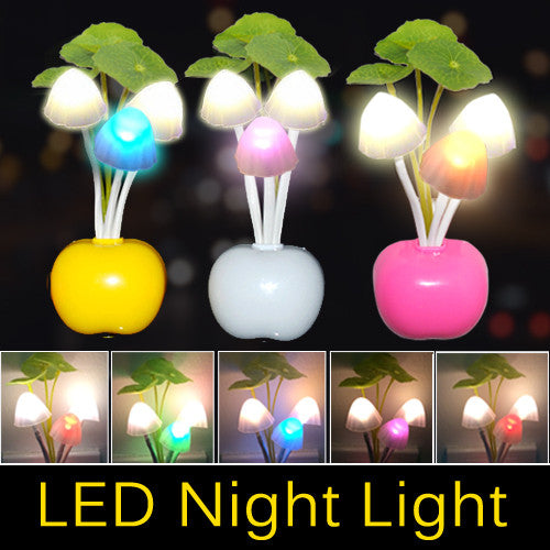EU US Plug Electric Induction Dream Mushroom Fungus Lamp 3 LEDs Nightlight bulb home decor LED RGB breathing Night lights