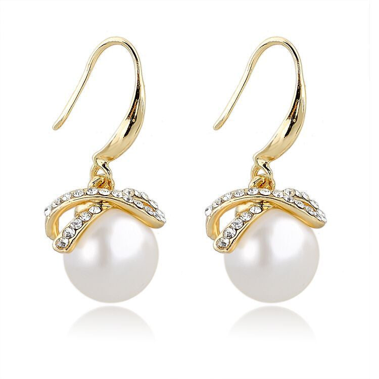 Earings Fashion Simulated Pearl Jewelry Crystal Drop Earrings For Women Vintage Gold/Silver Earings Wedding