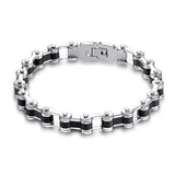 Top Quality Men's Motor Bike Chain Motorcycle Chain Bracelet Bangle 316L Stainless Steel Jewelry with Silicone 
