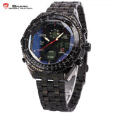 Eightgill Shark Sport Watch Digital LCD Analog Stainless Steel Band Date Day Chronograph Black Men Military Quartz Watches