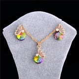Elegane Colorful Zircon Jewelry Set Wedding Jewelry Set Crystal Butterfly Necklace Earrings Bijoux Femme Indian Jewelry