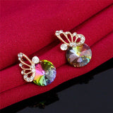 Elegane Colorful Zircon Jewelry Set Wedding Jewelry Set Crystal Butterfly Necklace Earrings Bijoux Femme Indian Jewelry