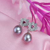Elegant Plant Flower drop earrings,New Fashion Red Ruby dangle earrings,Best Price 925 silver jewelry 