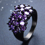 Elegant Purple Black Gold Filled CZ Ring Unique Design Vintage Party Wedding Rings For Women Christmas Fashion Jewelry 