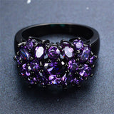 Elegant Purple Black Gold Filled CZ Ring Unique Design Vintage Party Wedding Rings For Women Christmas Fashion Jewelry 