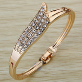 Elegant Rose Gold Angle Wing Carve Crystal Chain Link Bangle Bracelet Women Gift