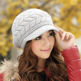 Elegant Women Hat Winter & Fall Beanies Knitted Hats For Woman Rabbit Fur Cap Autumn Ladies Female Fashion Skullies