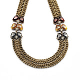 Elegant Dress Jewelry Simulated Gemstone Antique Multi Chains Colares Femininos Necklace Fashion Bijoux for Women