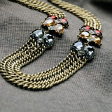 Elegant Dress Jewelry Simulated Gemstone Antique Multi Chains Colares Femininos Necklace Fashion Bijoux for Women