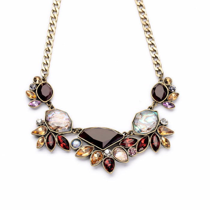 Elegant Gold Color Chain Rhinestone Necklace Women Fashion Shourouk Statement Necklaces Pendants