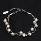 Elegant Imitation Pearl Chain Bracelet Rose Gold / Platinum Plated Jewelry For Women Partry Gift 
