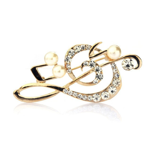 Elegant Music Note High-Grade Lovely Crystal Brooch Fashion Jewelry Rhinestone Pin Christmas Gift
