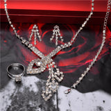Elegant Pearl Shining Crystal 18K Silver Plated Austrian Crystal Bridal/Wedding Jewelry Sets For Women