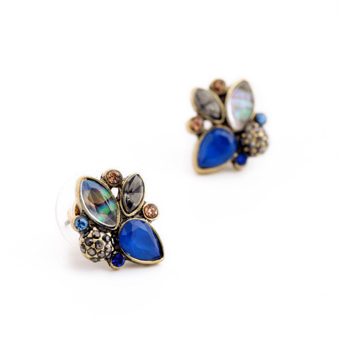 Elegant Rhinestone Earrings Mulit Color Retro Pendientes Stud Earrings Jewelry