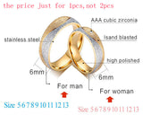 Engagement Ring For Men Women Wedding Rings Women Jewelry Wholesale 18K Gold Plated Stainless Steel CZ Wedding Rings Jewelry