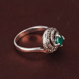 Engagement Ring Sterling Silver Jewelry Vintage Bohemia Green Gem Rings For Women Jewellery