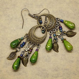 Ethinic Antique Bronze Bohemia Beaded Vintage Earrings For Women Lady New Jewelry Bijouterie