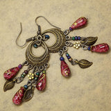 Ethinic Antique Bronze Bohemia Beaded Vintage Earrings For Women Lady New Jewelry Bijouterie