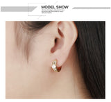 Ethnic18K Gold Plated Charm Austrian Crystal Hoop Earrings Double Round Shiny Rhinestone Delicate Earring Jewelry 