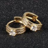 Ethnic18K Gold Plated Charm Austrian Crystal Hoop Earrings Double Round Shiny Rhinestone Delicate Earring Jewelry 