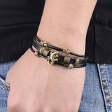 European Men Jewelry Handmade Multilayer Genuine leather Bracelet Vintage Lizard Strand Wrap Charm Bracelets Wristband for Women