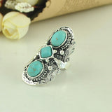 European Punk Style 3 in 1 Turquoise Rings Vintage Silver Statement Rings