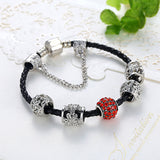 European Style Brand Leather Bracelets & Bangle for Women With Crystal Beads Charm Bracelets DIY Jewelry Bijoux Gift 