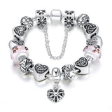 European Style Charm Bracelet For Women With Heart Letter Beads Pink Murao Glass Beads