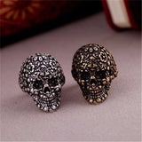 European And American Top Popular Alloy Vintage Retro Palace Carved Skull Ring Jewelry