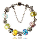 European Charm Bracelets For Women Fashion Silver Plated of Daisies Classic Murano Glass Beads Bracelet Jewelry