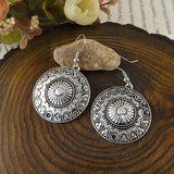 Exotic Round Drop Vintage Dangle earrings Antique Silver fashion Jewelry Bijouterie