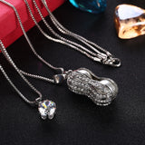 Best Gift silver fashion necklaces for women 2016 peanut collier femme charms Fine 2Layers Pendants & Necklaces