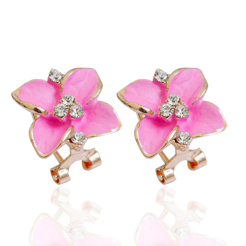Fashion Gold Plated Flower Crystal Stud Earrings Flower Rhinestone Earrings for Women