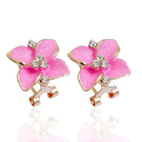 Fashion Gold Plated Flower Crystal Stud Earrings Flower Rhinestone Earrings for Women 
