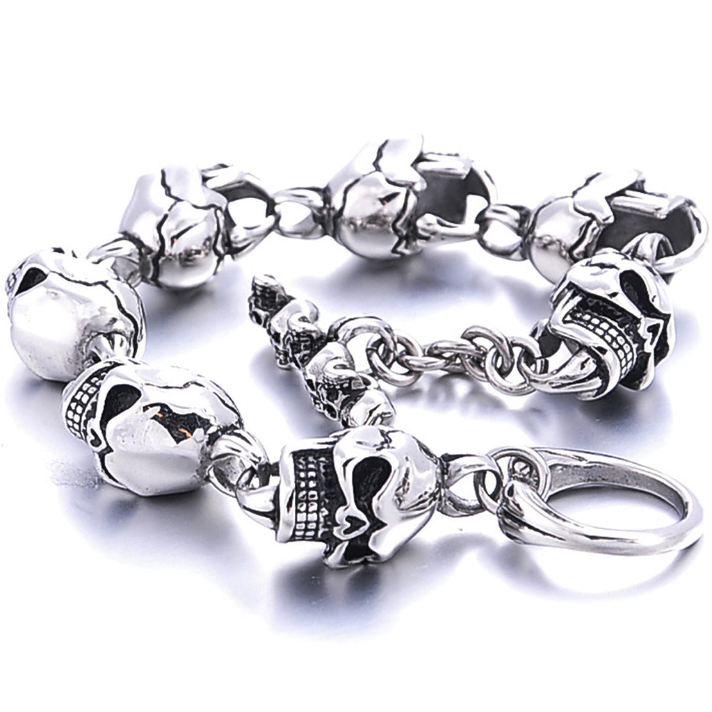 Men Bracelet New 316L Stainless Steel 7 Skulls Gothic Punk Men Bracelet For Boyfriend & Girlfriend Jewelry Gift