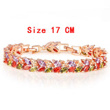 Colorful Cubic Zirconia Bracelet for Women Rose Gold Plated Snake Chain Jewelry Bracelets Luxury Engagement Jewelry 