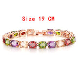 Colorful Cubic Zirconia Bracelet for Women Rose Gold Plated Snake Chain Jewelry Bracelets Luxury Engagement Jewelry 