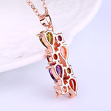Fashion Colorful Zircon Necklace for Women Wedding Flower Pendant Necklace Rose Gold Plated Bridal Jewelry 