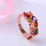 Luxury Colorful Wedding Jewelry Sets Rose Gold Plated Earrings&Ring Shining CZ Diamond Zircon Bridal Jewelry Sets 