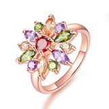 Unique AAA Colorful Cubic Zircon Design Engagement Ring for Female Rose Gold Plated Wedding Women Rings