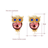 Famous Brand Jewelry Crystal Owl Stud Earrings For Women Vintage Gold Plated Animal Statement Earrings