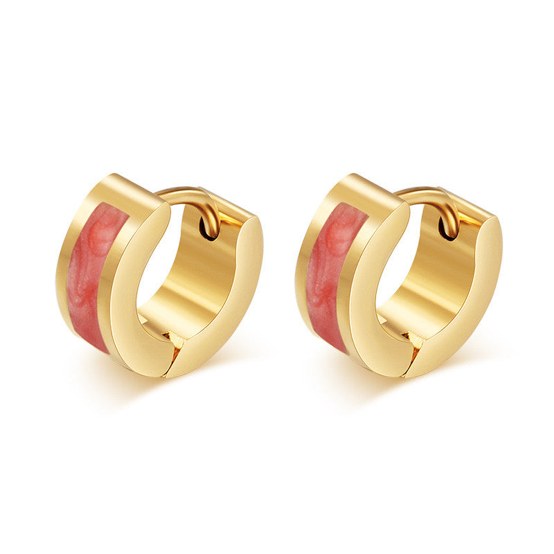 Fashion 18K Gold Plated Stud Earrings Punk Rock Stainless Steel Earrings For Women