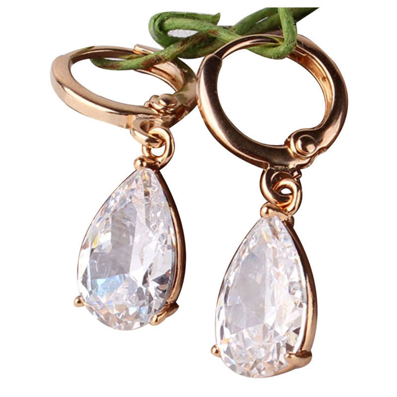Fashion 18K Gold Plated White Crystals Zircon CZ Drop Dangle Earrings for Women Fashion Luxury Long Dangle Earrings Jewelry