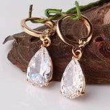 Fashion 18K Gold Plated White Crystals Zircon CZ Drop Dangle Earrings for Women Fashion Luxury Long Dangle Earrings Jewelry