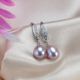 Fashion 925 sterling silver drop earrings for women elegant 8-9mm natural freshwater pearl jewelry Gift for mother 