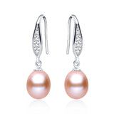 Fashion 925 sterling silver drop earrings for women elegant 8-9mm natural freshwater pearl jewelry Gift for mother 